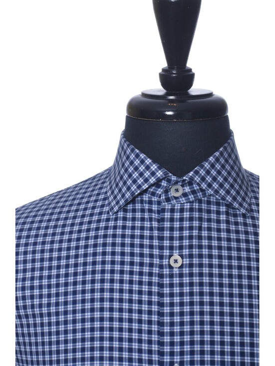 Bugatchi Other - Bugatchi Navy Blue Check Dress Shirt 17 38265